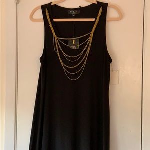 New with tags black ABS dress with chain necklace